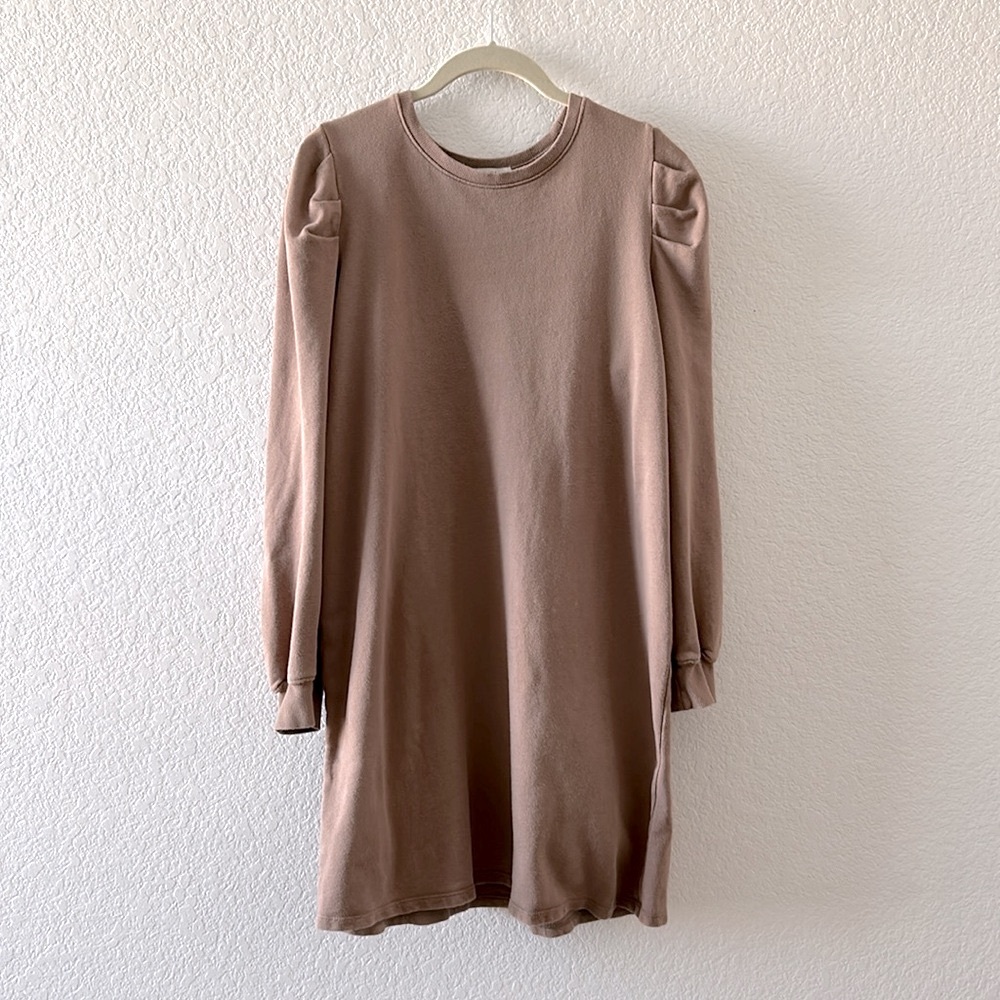 Z Supply, Long Sleeve Sweatshirt Dress , tan, medium